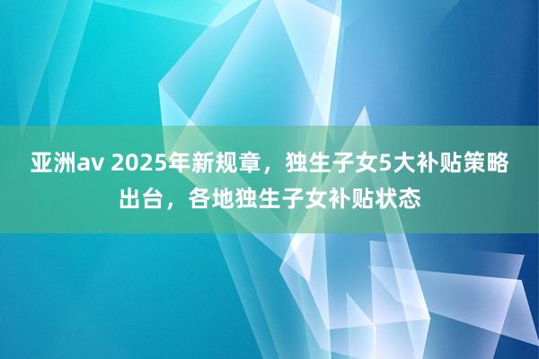 亚洲av 2025年新规章，独生子女5大补贴策略出台，各地独生子女补贴状态